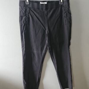 Elle Womens  Sleek Black Crop Elastic Waist Pants